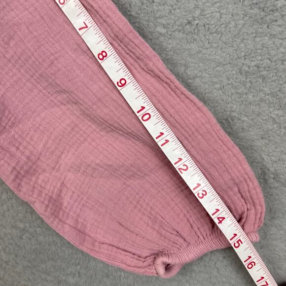 Zara Kids Girls Cotton Gauze Lace Blouse Slight Crop Long Sleeve SZ 8 Boho Pink - Picture 6 of 9